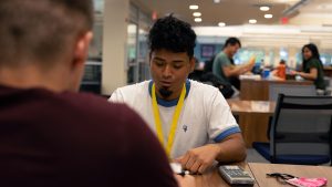 two students studying in the learning resource center