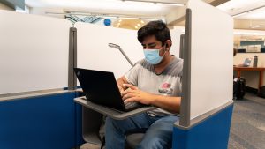 student in study pod