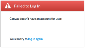 Canvas doesn't have an account for user error message