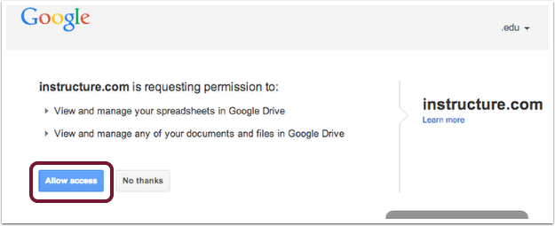 allow instructure access