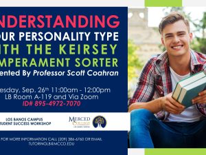 Understanding Your personality type with the Keirsey Temperament Sorter. Presented by Professor Scott Coahran. Tuesday, Sep 26th 11 am - 12 pm. LB Room A-119 and via zoom ID#895-4972-7070