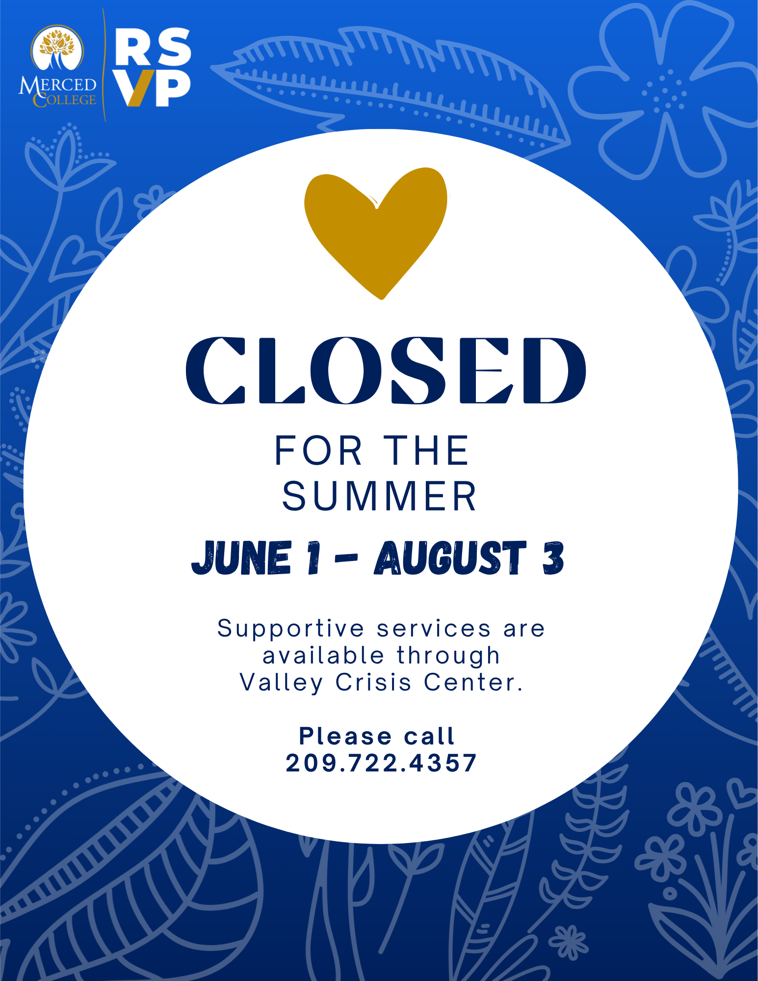 rsvp closed for the summer, June 1 through August 3.